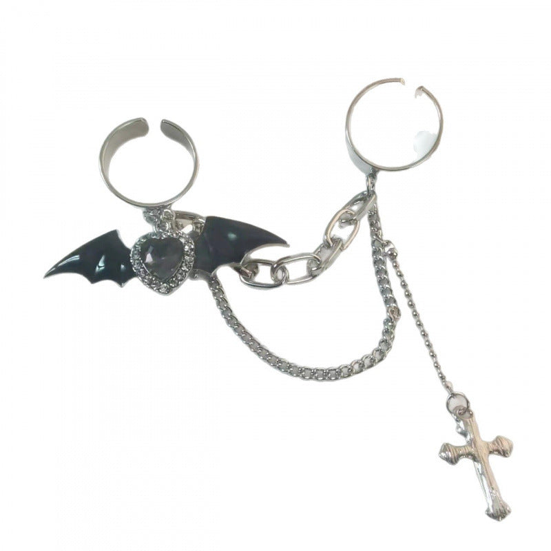 Gothic Wing Cross Design Zinc Alloy Ring