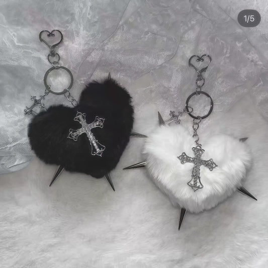 Punk Plush Heart Rivet Hair Clip