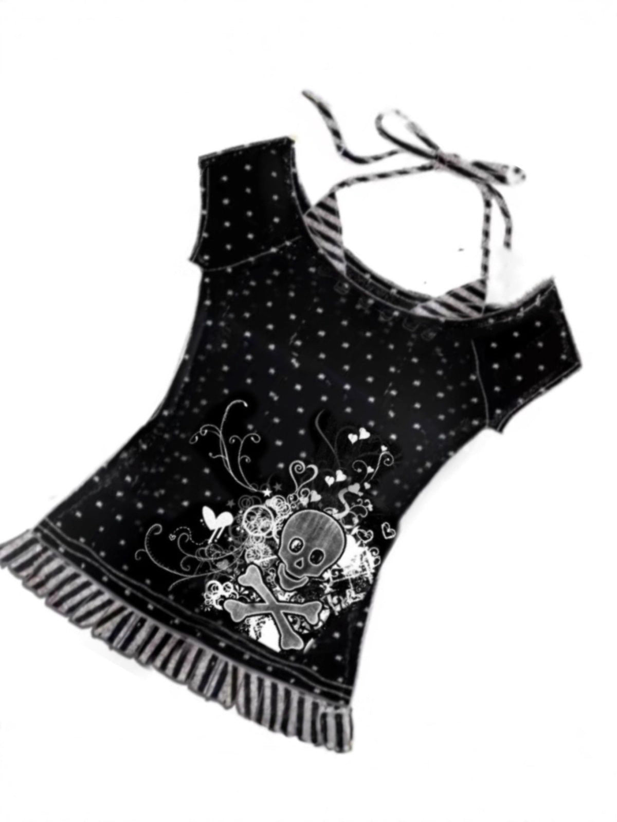 Gothic Skeleton Print Off-Shoulder T-Shirt