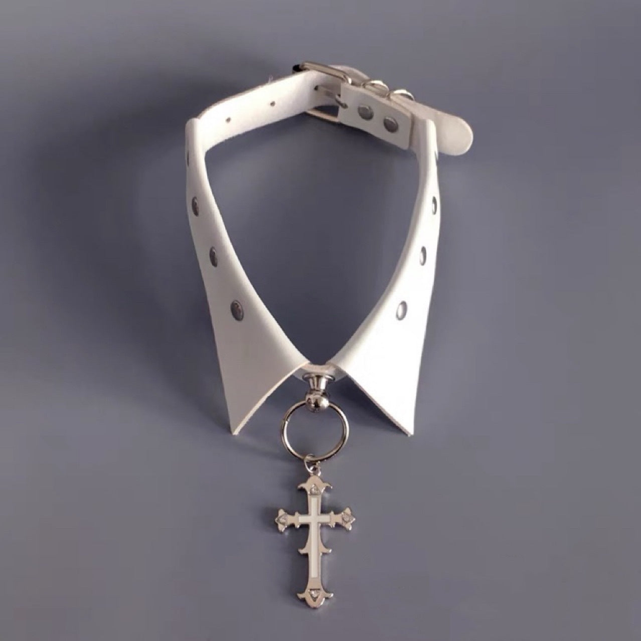 Gothic Punk Choker Leather Cross Necklace