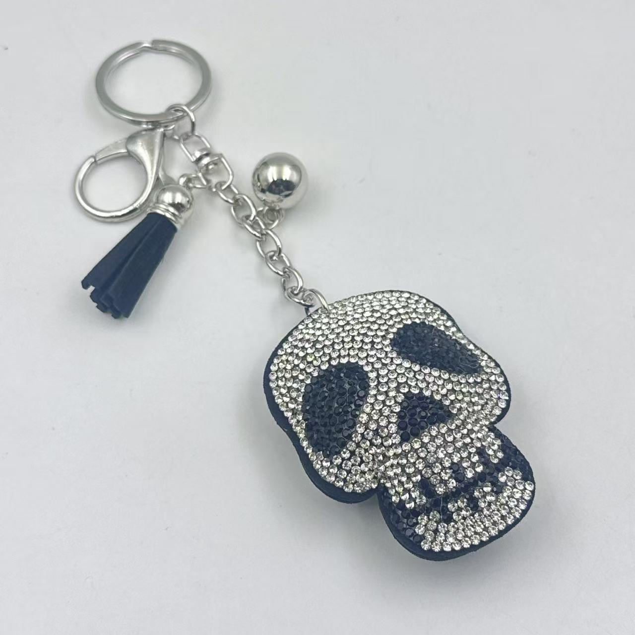 Diamond-studded and rhinestone-studded keychain