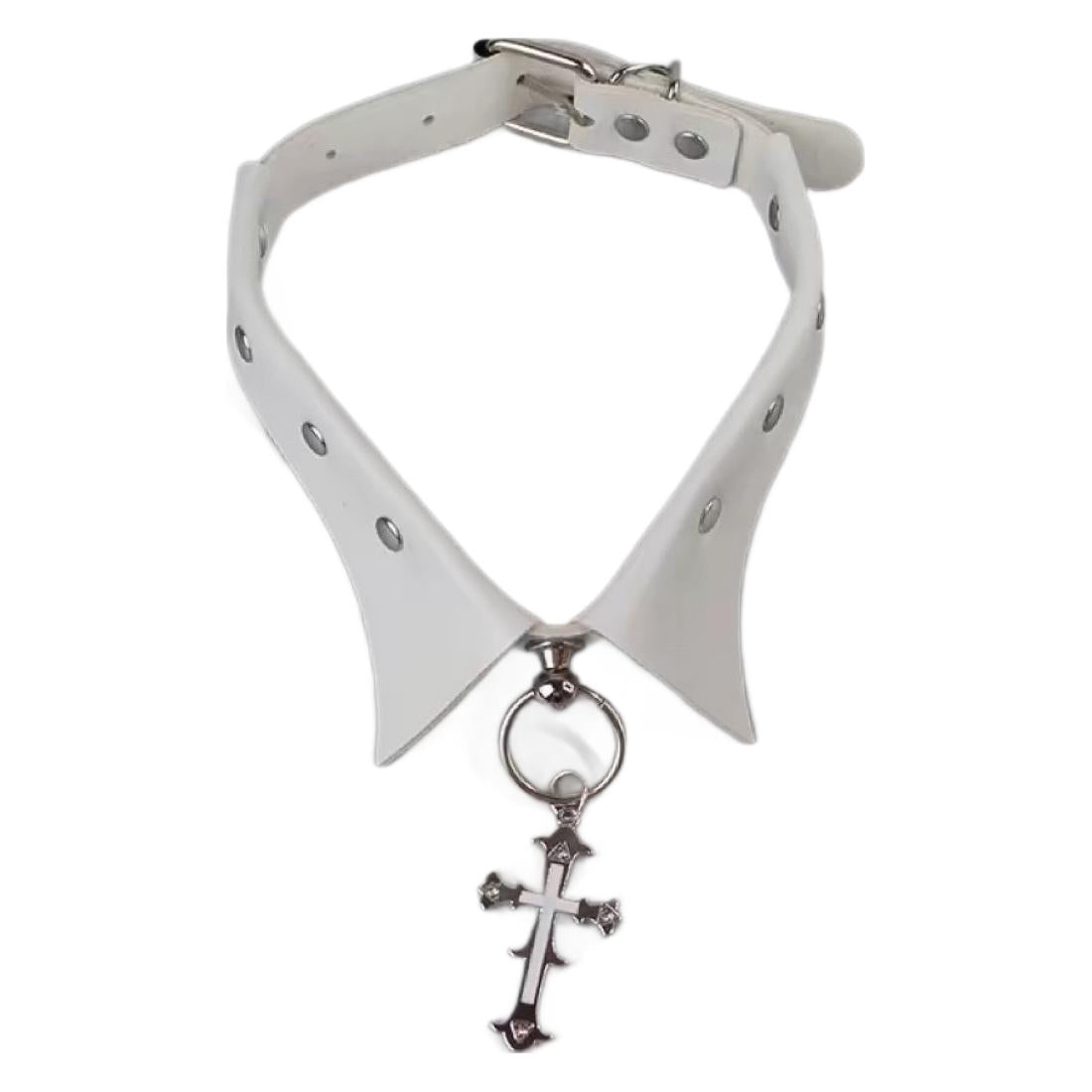Gothic Punk Choker Leather Cross Necklace