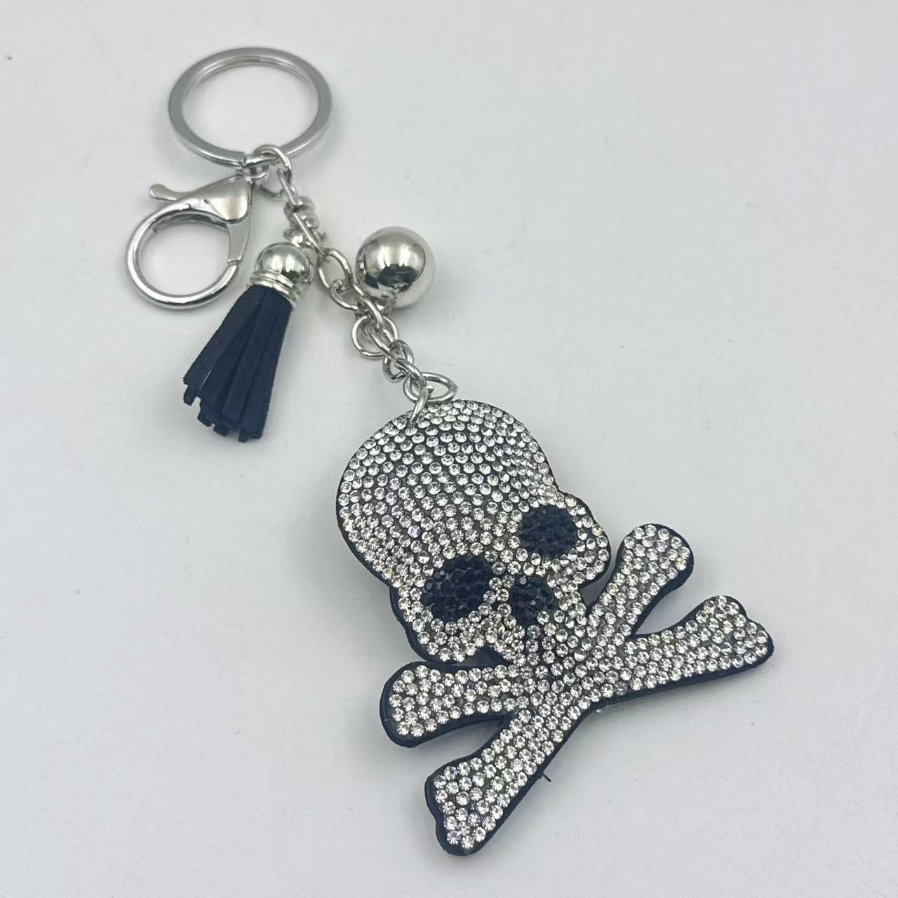 Diamond-studded and rhinestone-studded keychain