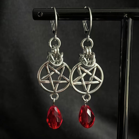 Gothic Punk Stainless Steel Double Ring Earrings