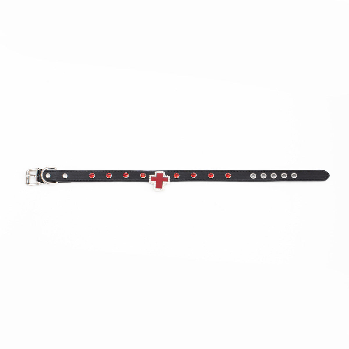 Gothic Leather Choker Necklace with Cross Pendant