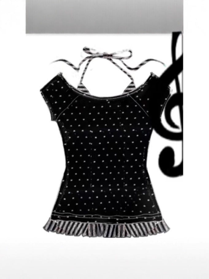 Gothic Skeleton Print Off-Shoulder T-Shirt