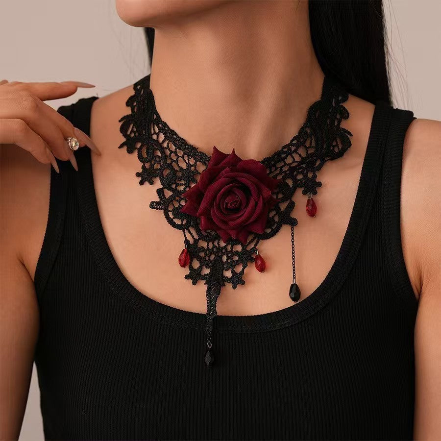 Gothic Lace Tassel Adjustable Necklace
