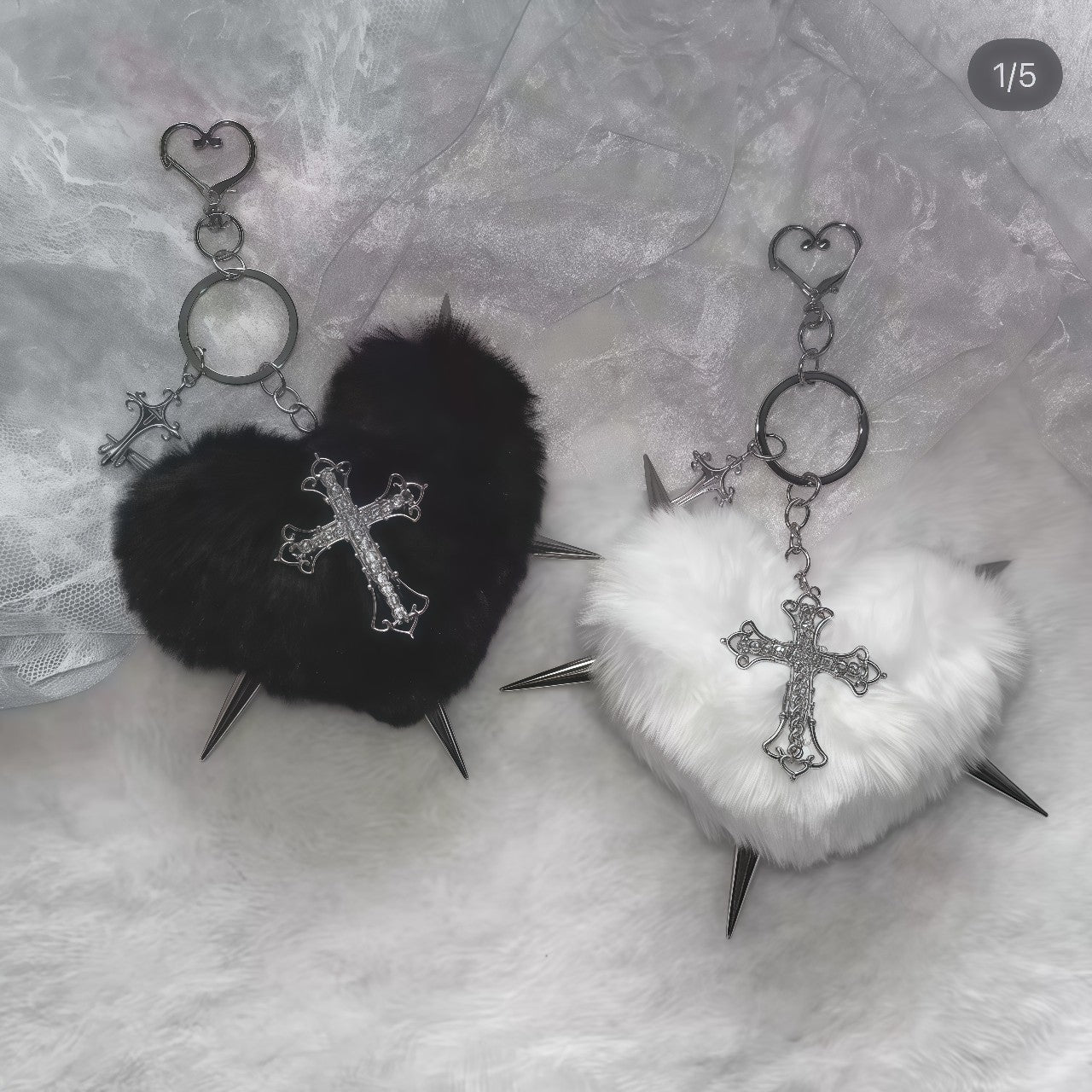 Punk Plush Heart Rivet Hair Clip