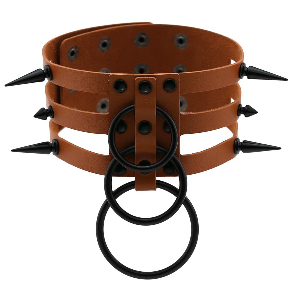 Rivet Spike Adjustable PU Leather Neck Collar