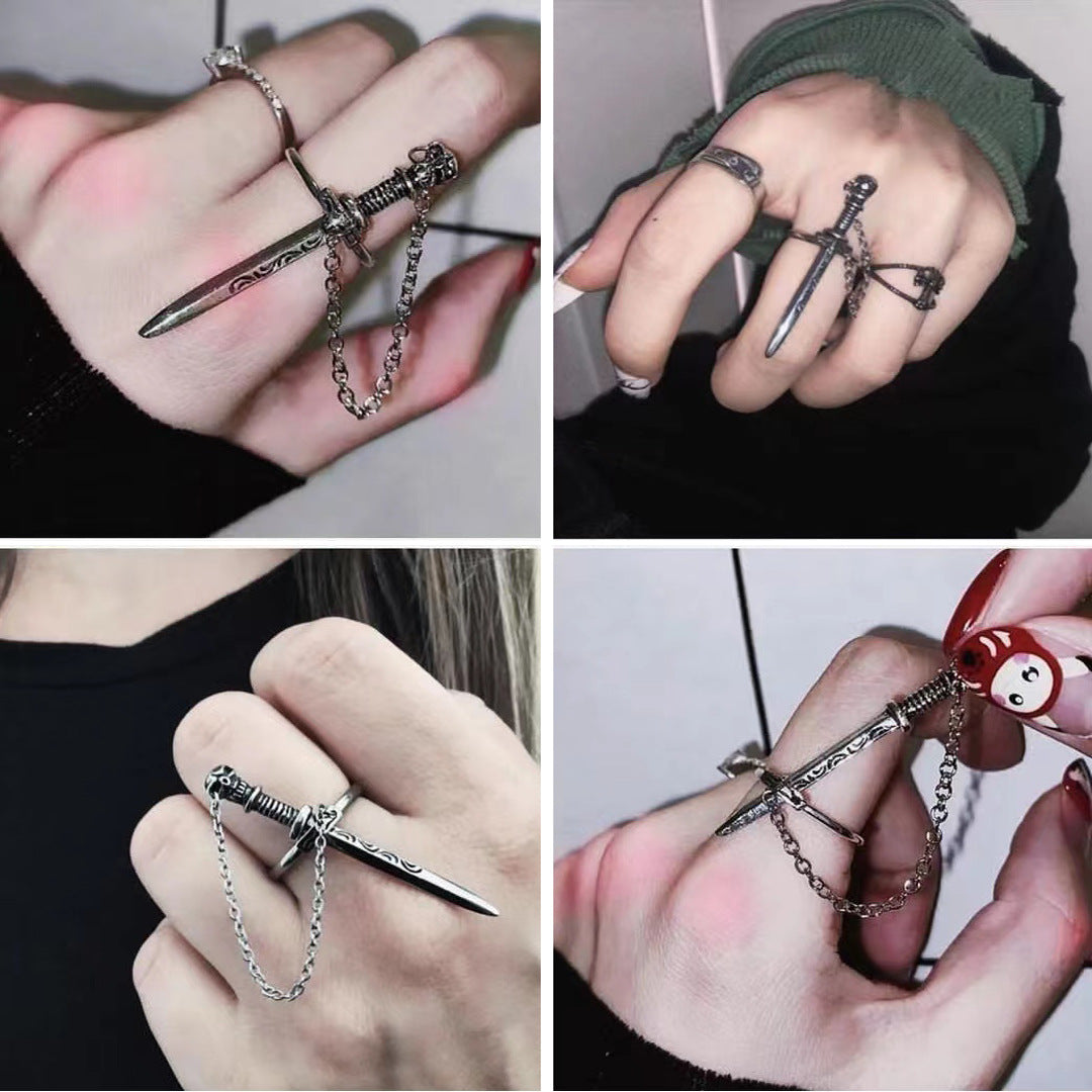 Gothic Dark Cross Sword Ring