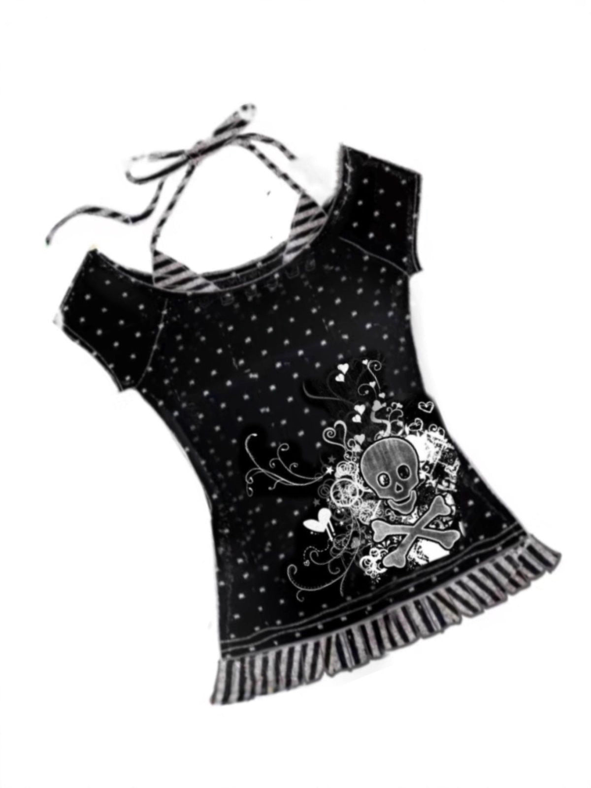 Gothic Skeleton Print Off-Shoulder T-Shirt