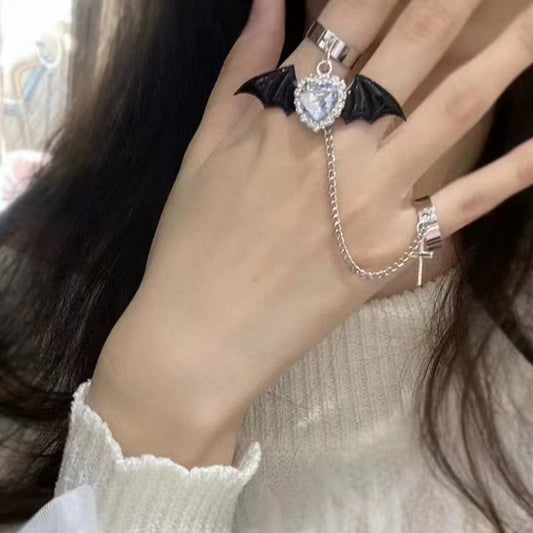 Gothic Wing Cross Design Zinc Alloy Ring