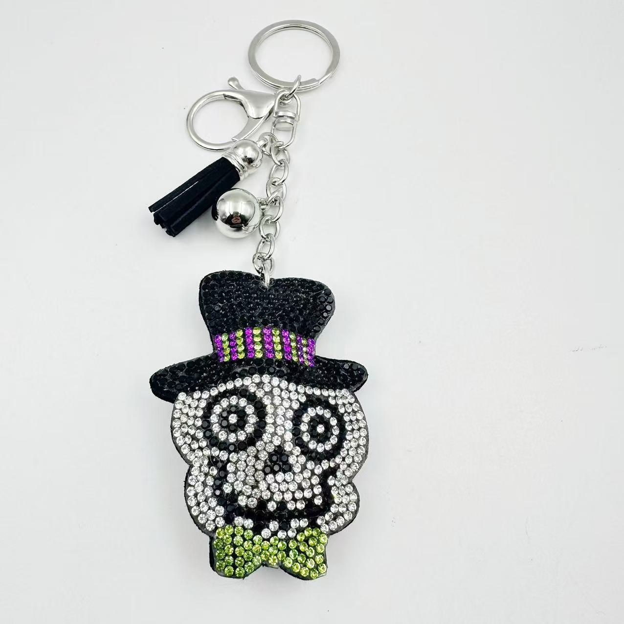 Diamond-studded and rhinestone-studded keychain